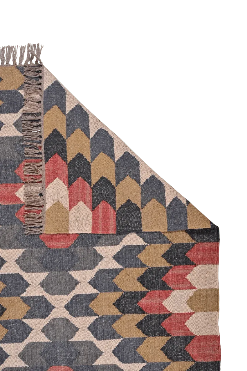 alfombra kilim multicolor detalle esquina
