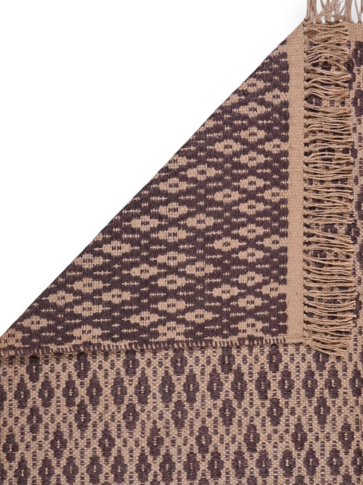 Detalle de alfombras kililm pasillo 120x180 multicolor necha a mano en fibras naturales