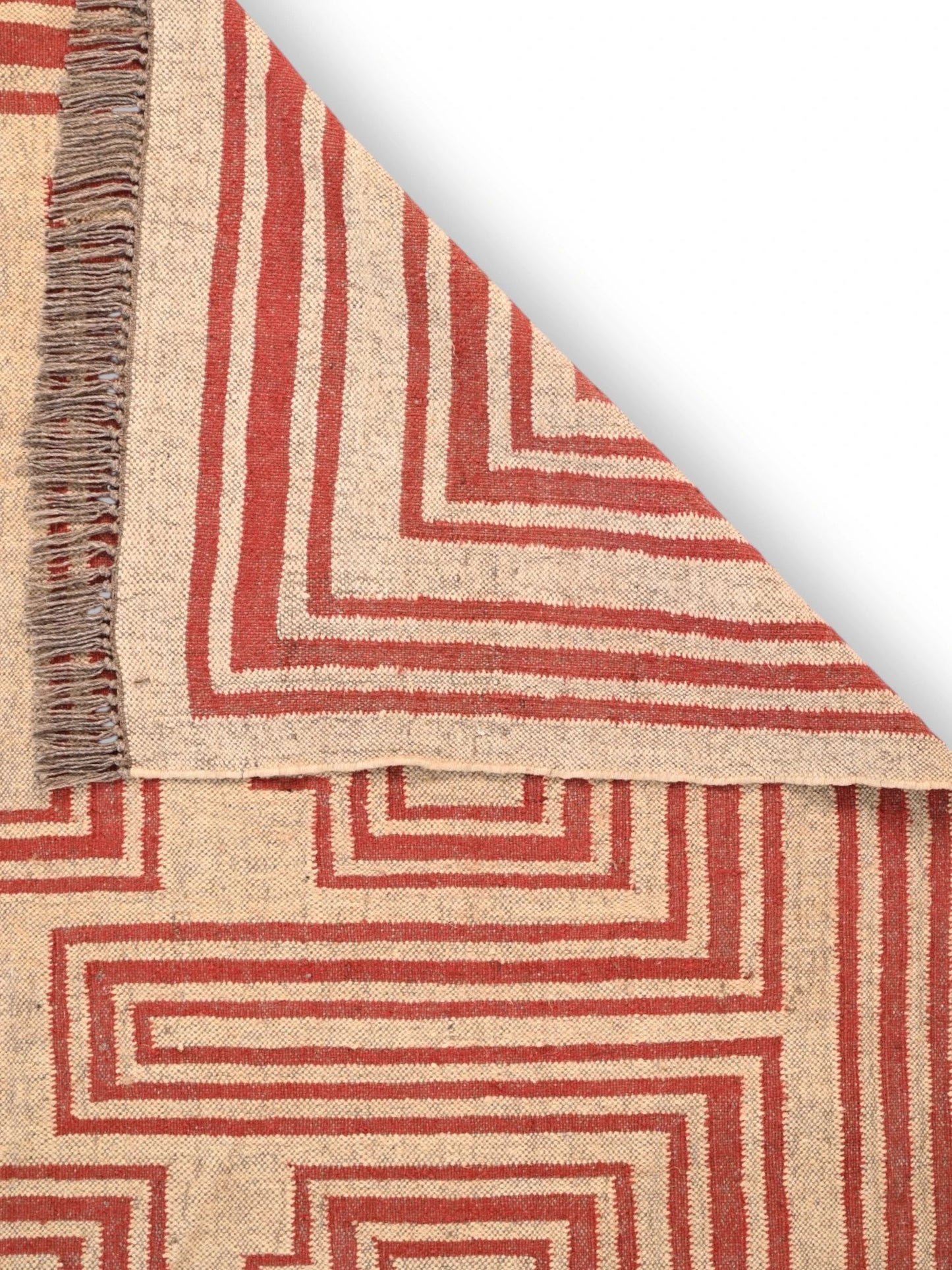 etalle de alfombras kililm pasillo 180x270 roja beige necha a mano en fibras naturales
