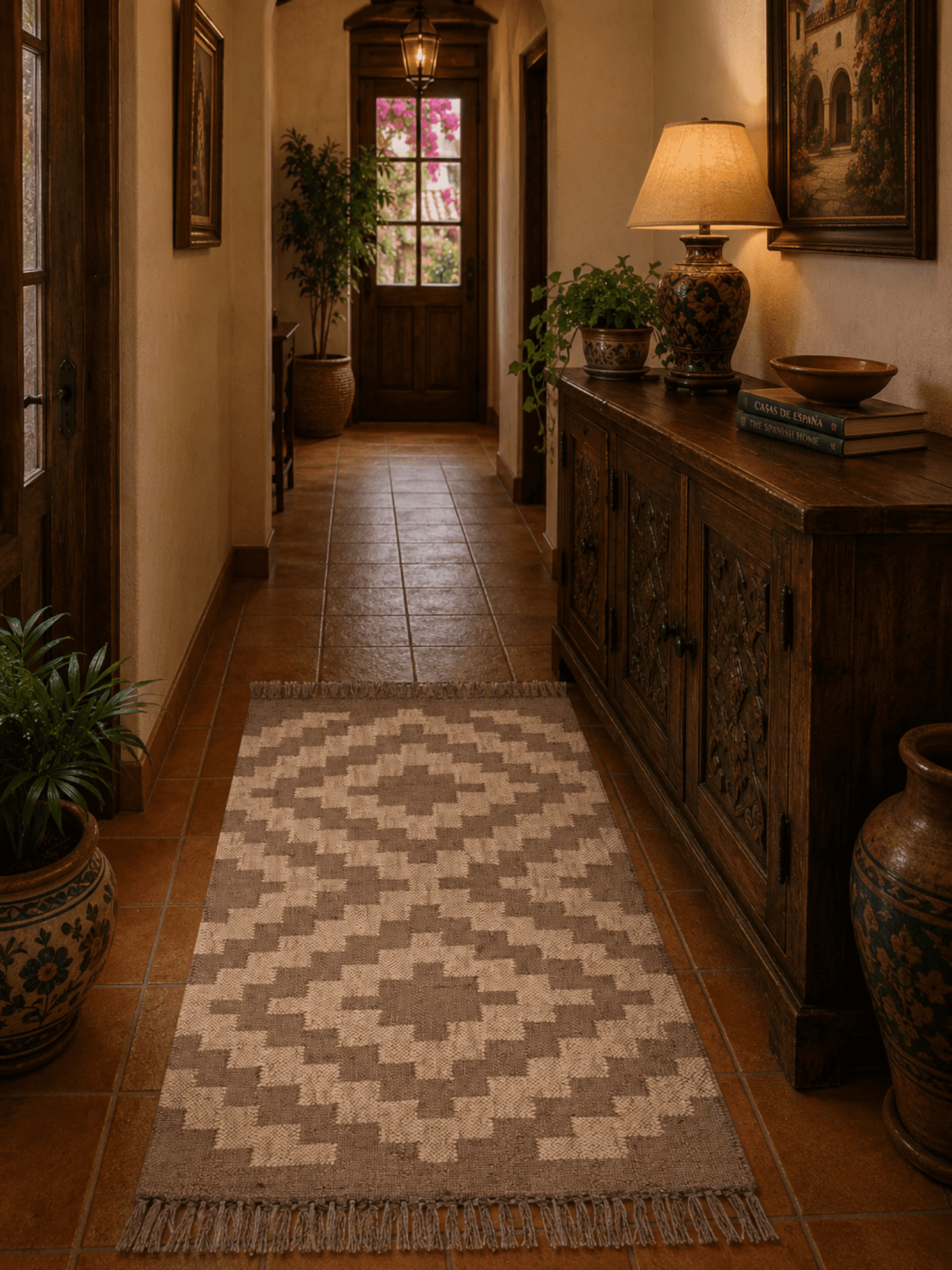Alfombra Kilim 60x90 cms para (comedor, salón, dormitorio...dinning, living, room) multicolor de yute y lana.