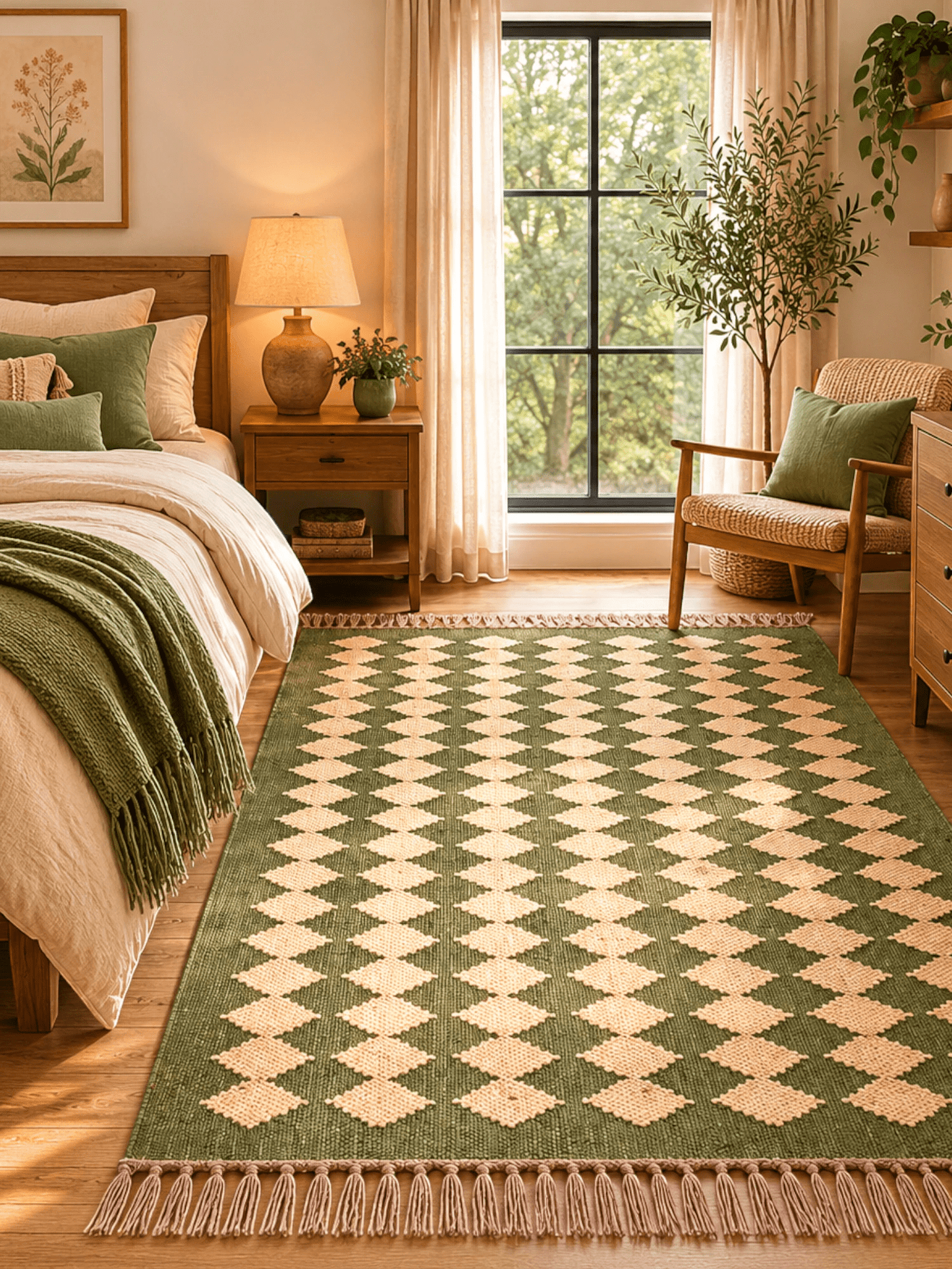 Alfombra Kilim 75x120 para (comedor, salón, dormitorio...dinning, living, room) multicolor de yute y lana.