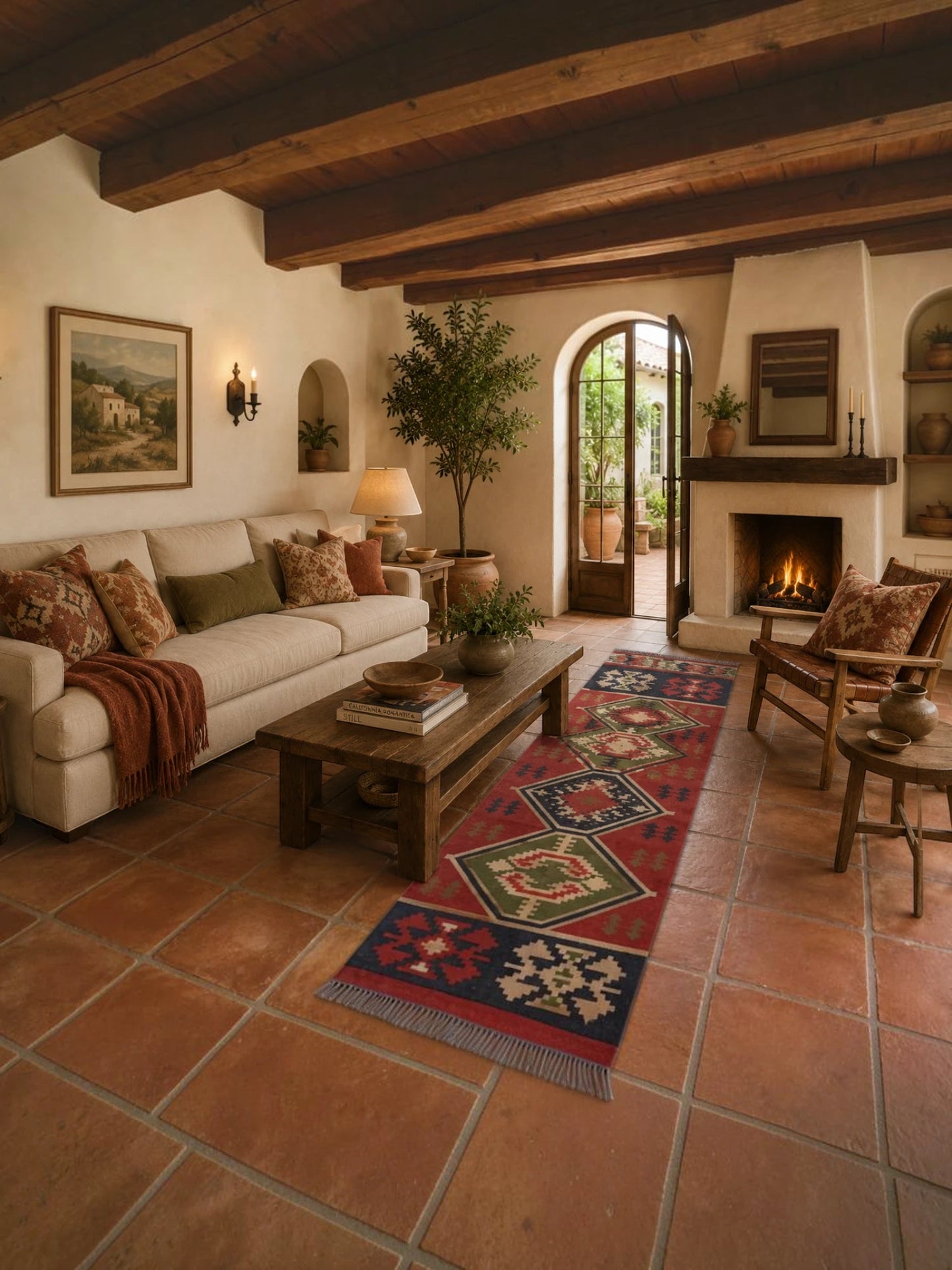 Alfombra Kilim75x240 para (comedor, salón, dormitorio...dinning, living, room) multicolor de yute y lana.