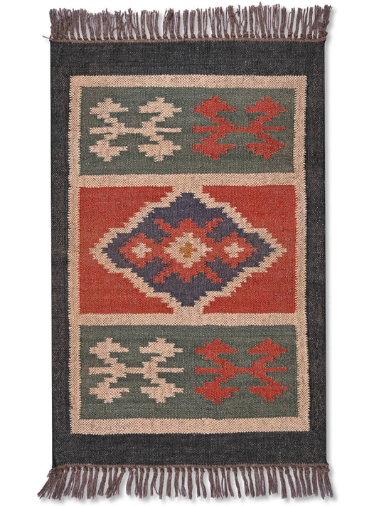 alfombras kililm pasillo 60x90 multicolor necha a mano en fibras naturales

