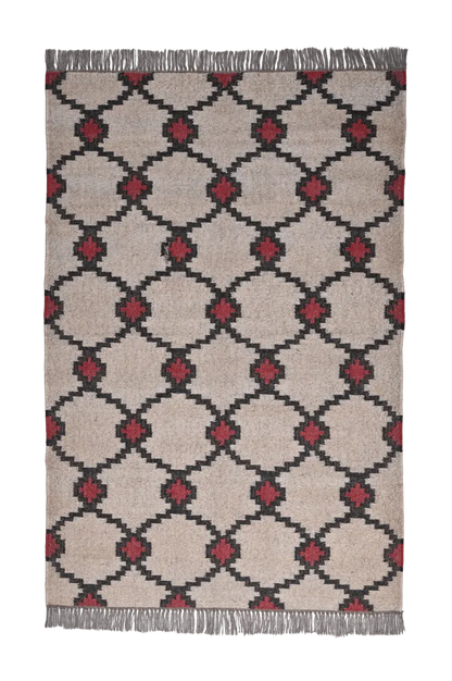 alfombra kilim moderna roja y negra