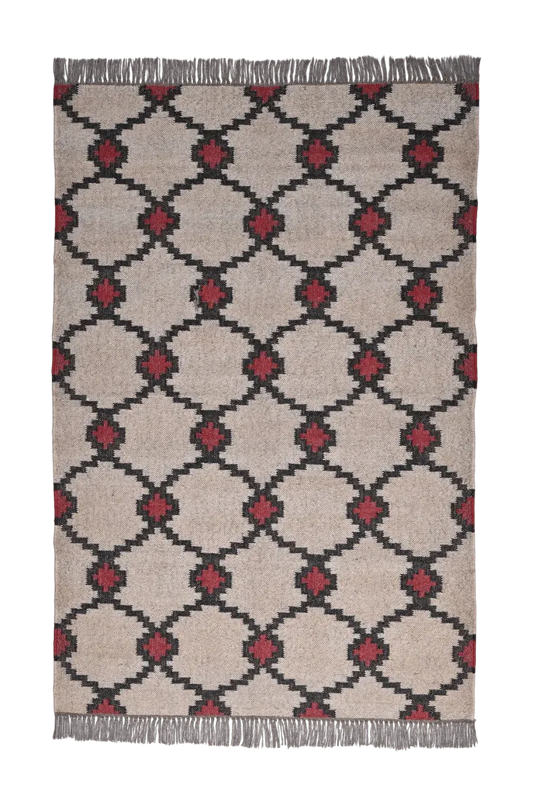 alfombra kilim moderna roja y negra