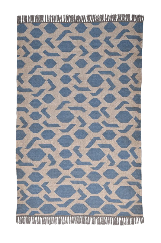 alfombra kilim azul moderna