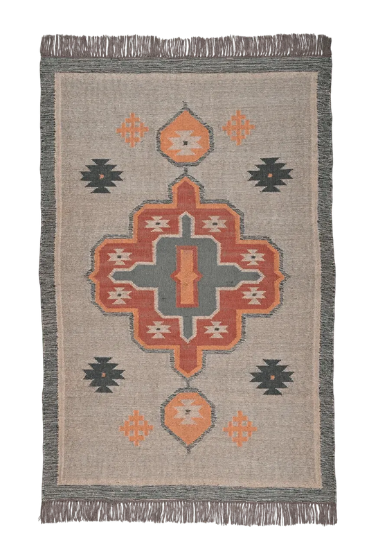 alfombra kilim tonos grises 