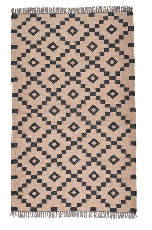 alfombra kilim geometrica moderna blanco y negro