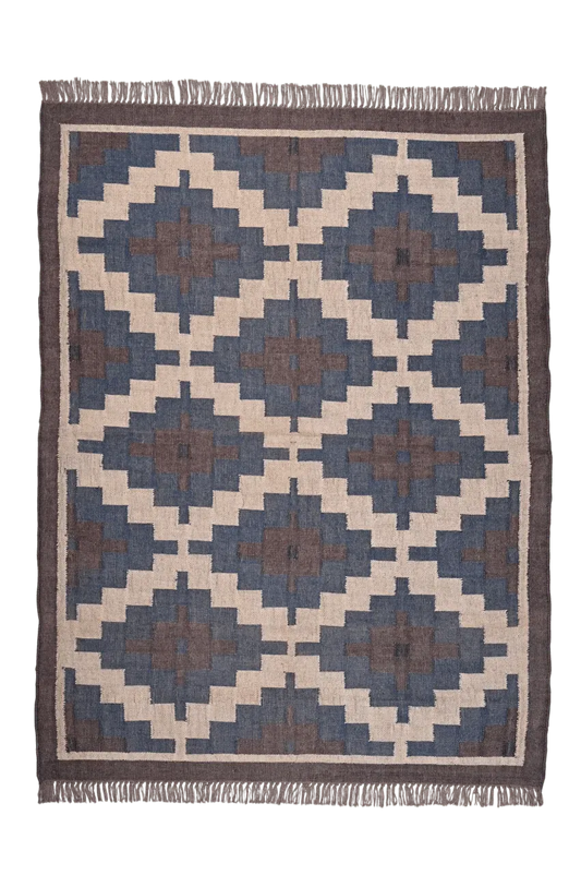 alfombra kilim tonos azules 150x210