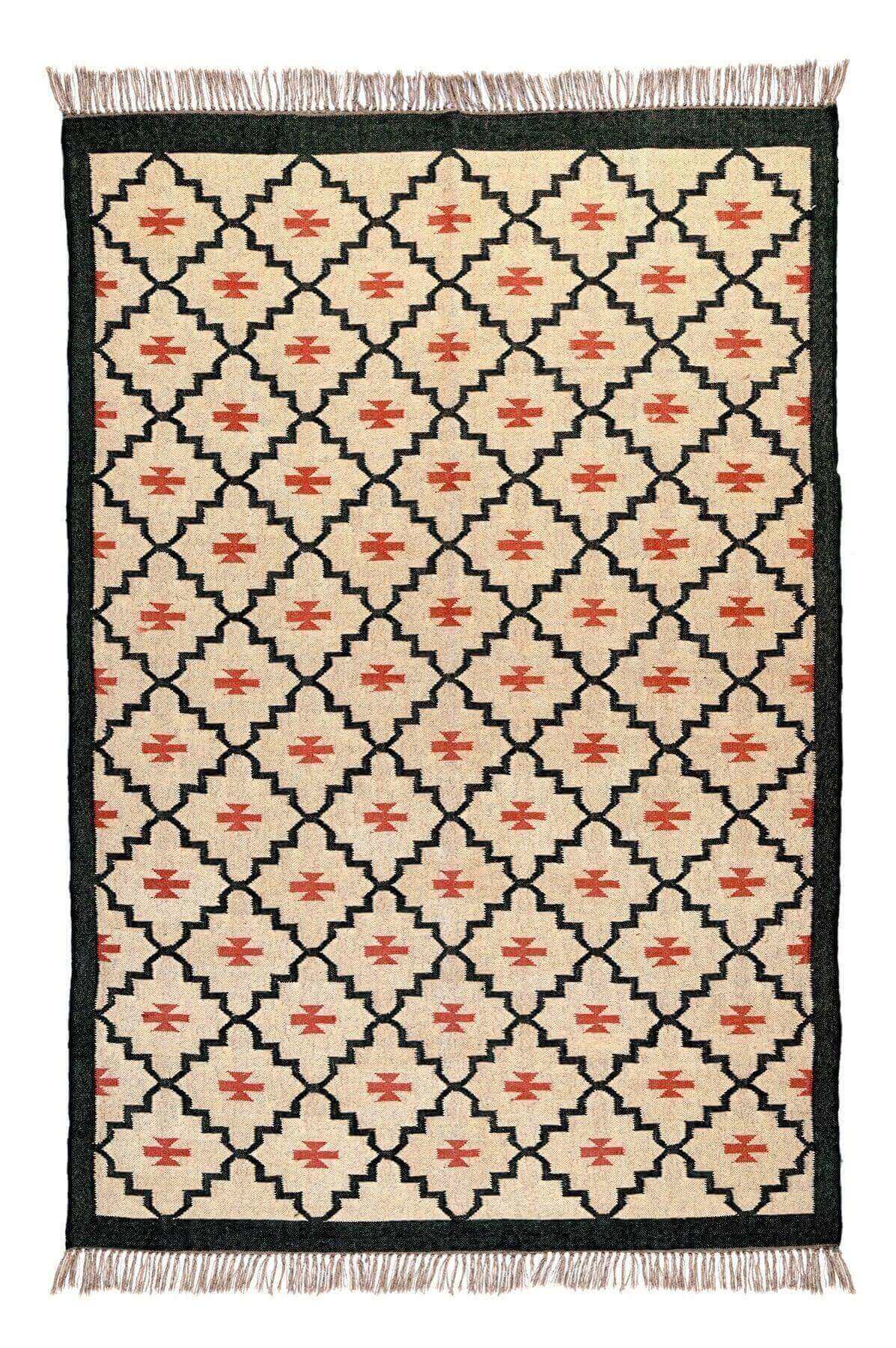 Alfombra Kilim Grande, Kilims diseño étnico, moderno, tradicional, hecha a mano de yute y lana 