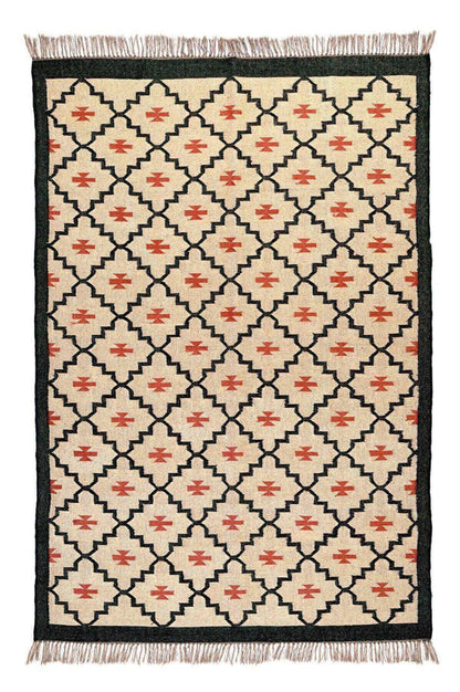 Alfombra Kilim Grande, Kilims diseño étnico, moderno, tradicional, hecha a mano de yute y lana 