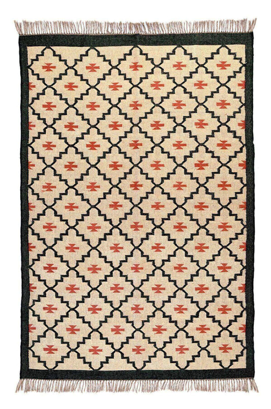 Alfombra Kilim Grande, Kilims diseño étnico, moderno, tradicional, hecha a mano de yute y lana 