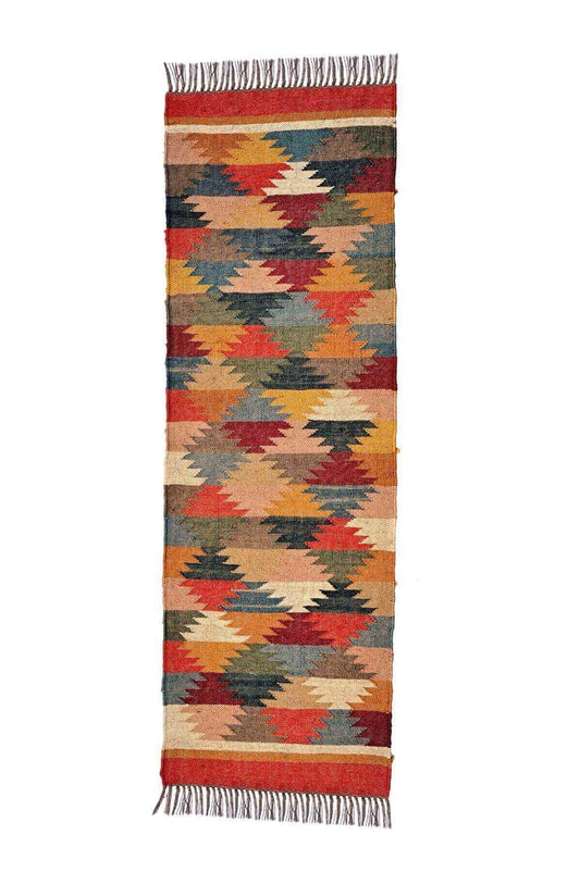 alfombra kilim, de lana y yute, kilim de pasillo hecha a mano en fibras sostenibles. Más de 400 modelos, más de 35 medidas.