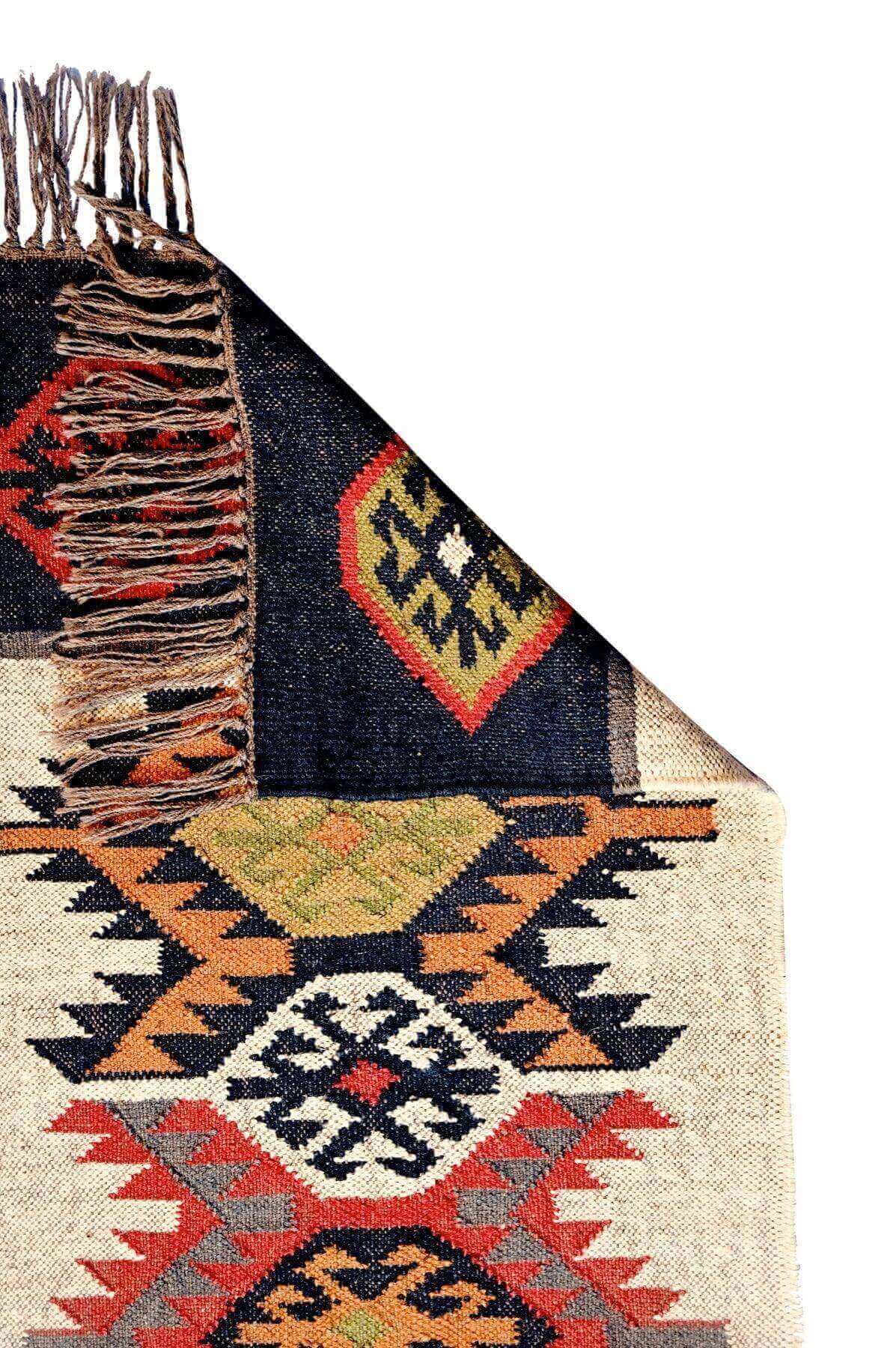 alfombra kilim, de lana y yute, kilim de pasillo hecha a mano en fibras sostenibles. Más de 400 modelos, más de 35 medidas.