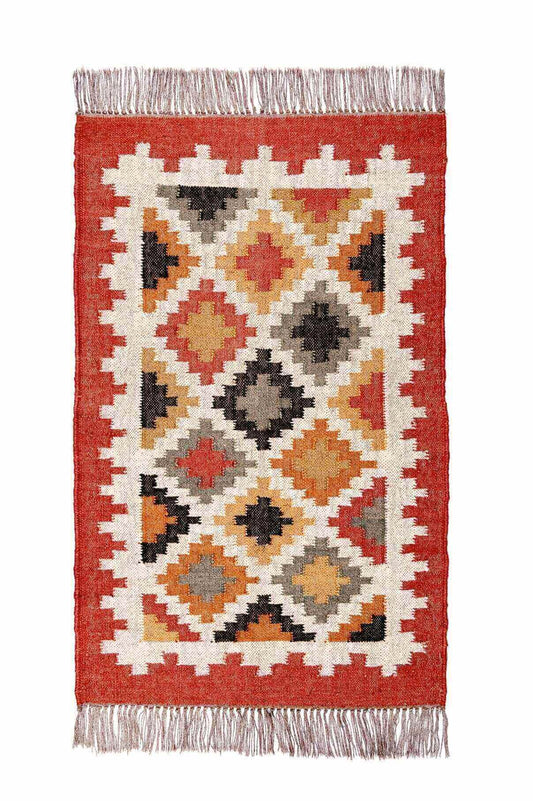 alfombra kilim de yute y lana, alfombra de fibras naturales