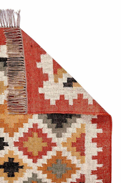 alfombra kilim de yute y lana, alfombra de fibras naturales