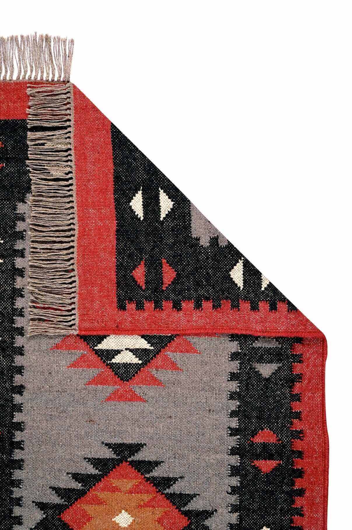 alfombra kilim de yute y lana, alfombra de fibras naturales