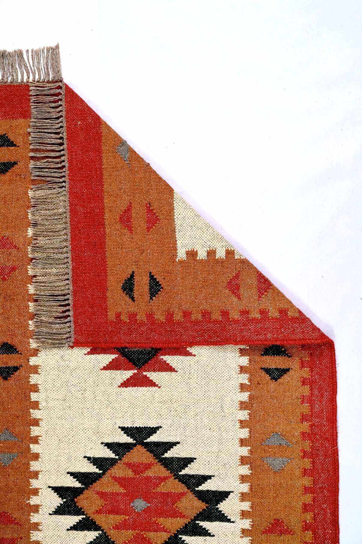 alfombra kilim de yute y lana, alfombra de fibras naturales