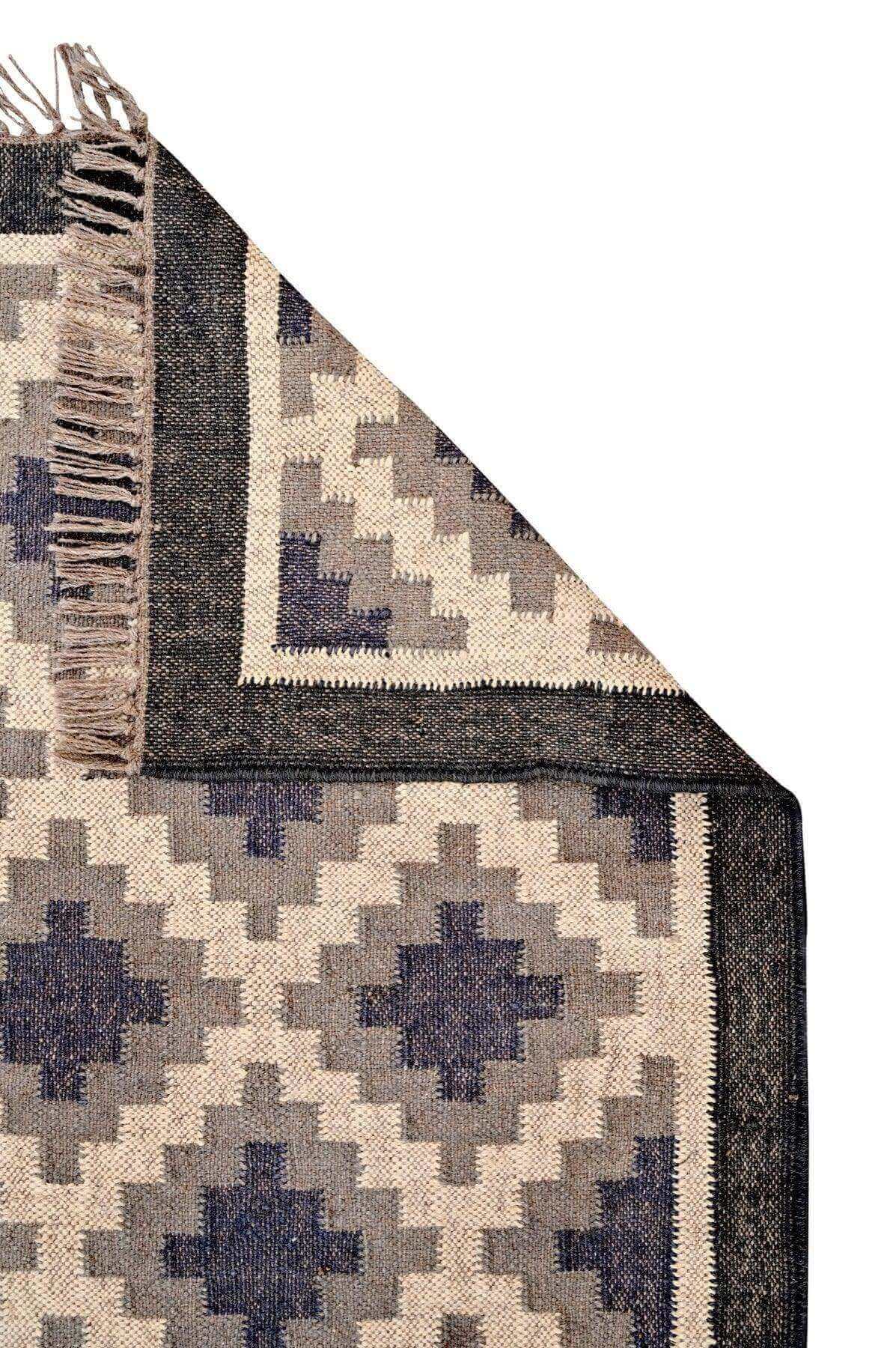 Alfombra Kilim de pasillo, pasillero, étnico, moderno, tradicional, moderna, hecha a mano de Lana y Yute - 75x360