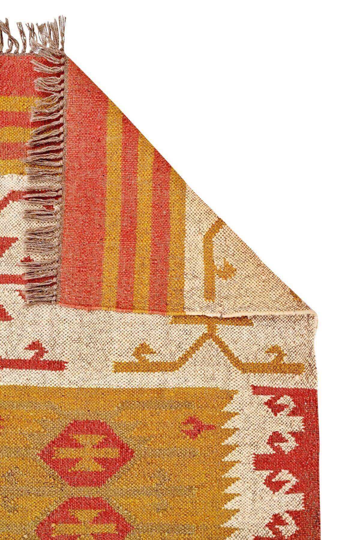 Alfombra Kilim de pasillo, pasillero, étnica, moderno, tradicional, multicolor, moderna, hecha a mano de Lana y Yute - 75x360