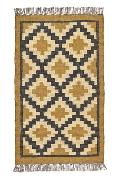 alfombra kilim verde rectangular