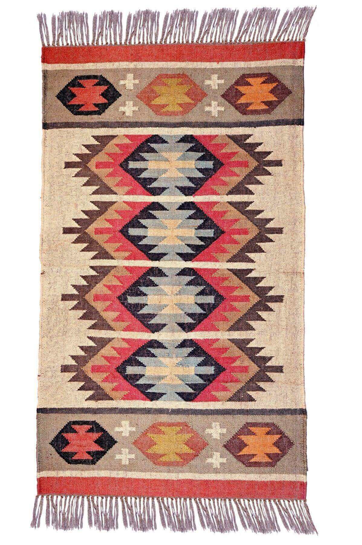 alfombra kilim, de lana y yute, kilims hechos a mano en fibras sostenibles. Más de 400 modelos, más de 35 medidas.