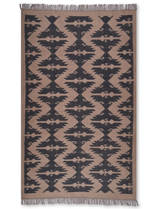 alfombras kililm pasillo 150x240   beige negro necha a mano en fibras naturales