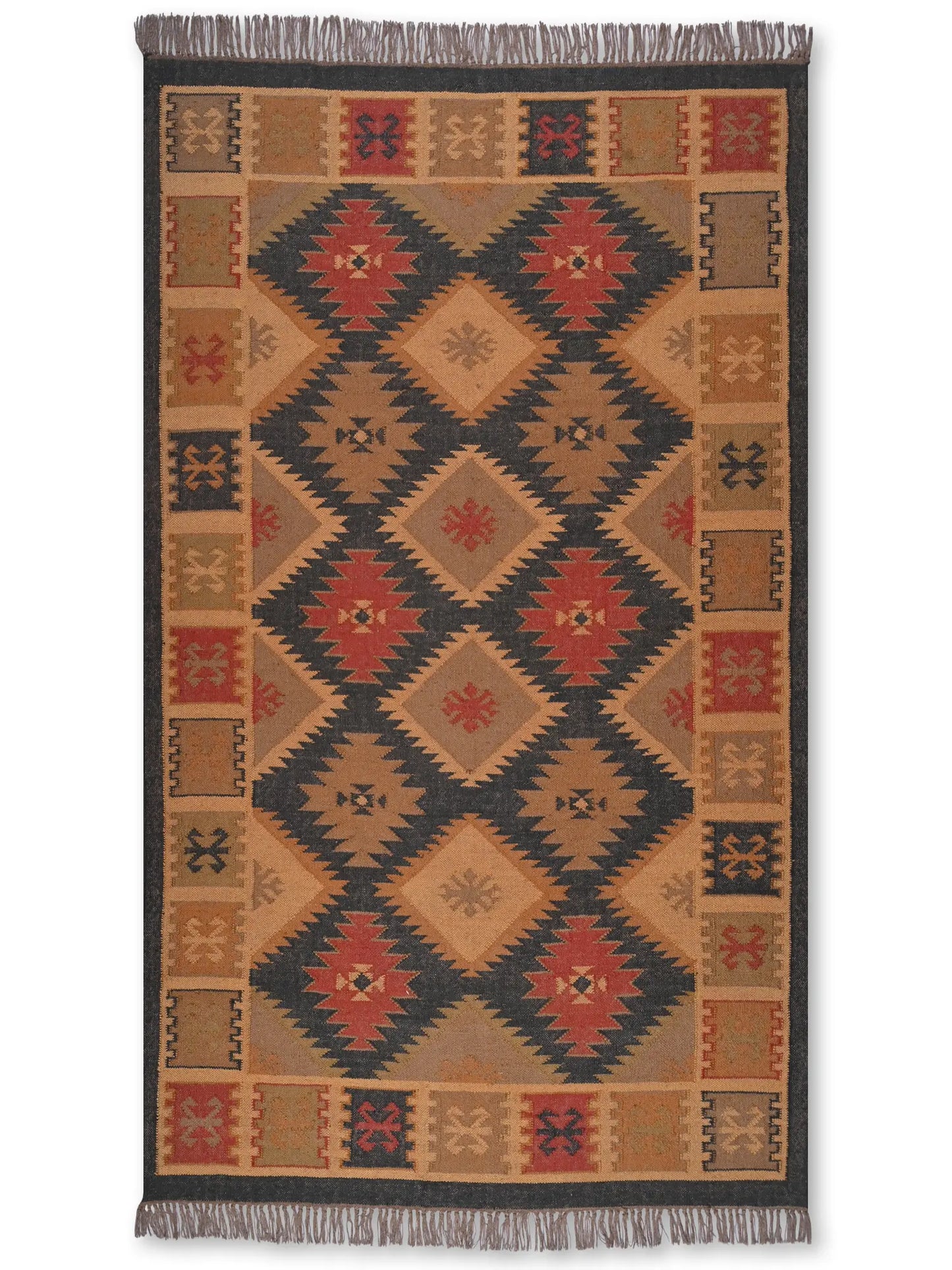 alfombras kililm pasillo 150x240  multicolor necha a mano en fibras naturales