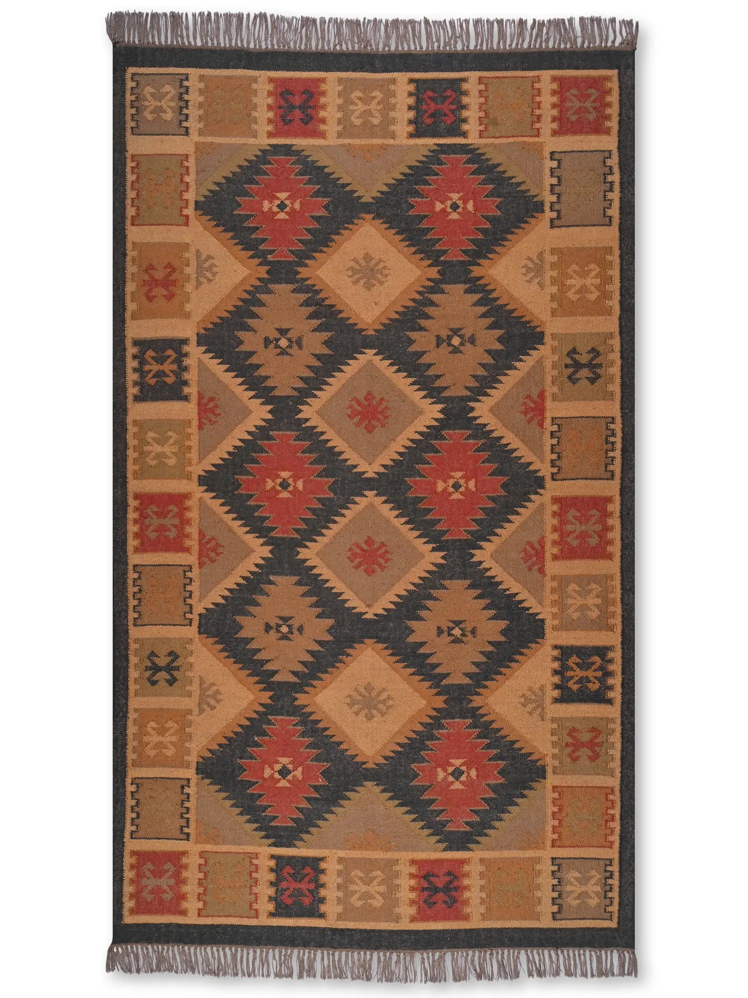 alfombras kililm pasillo 150x240  multicolor necha a mano en fibras naturales