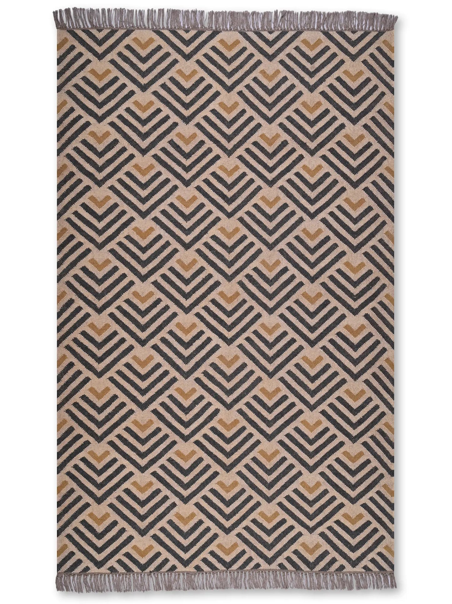 alfombras kililm pasillo 150x240  beige negro necha a mano en fibras naturales
