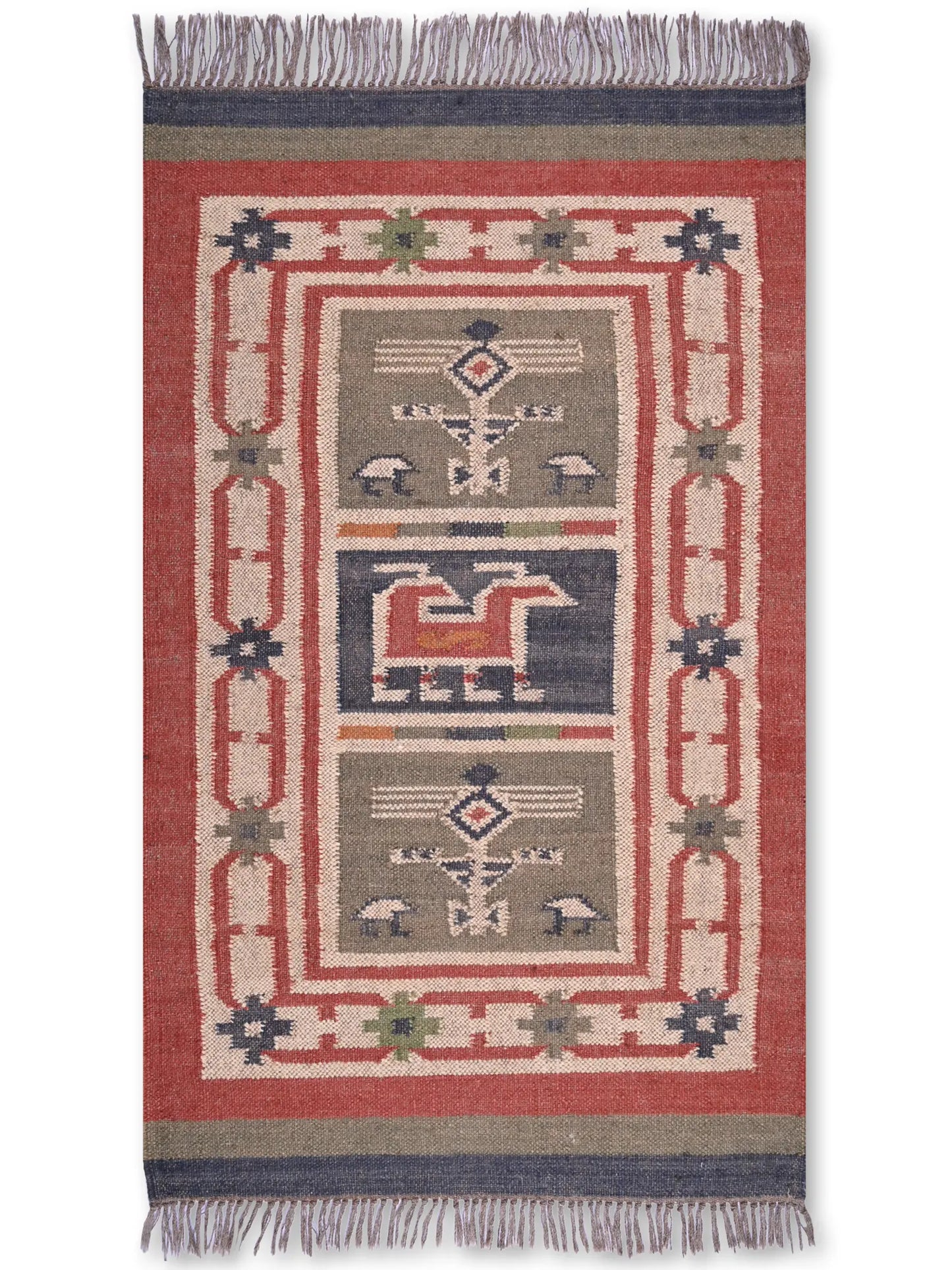 alfombras kililm pasillo 75x120 multicolor necha a mano en fibras naturales
