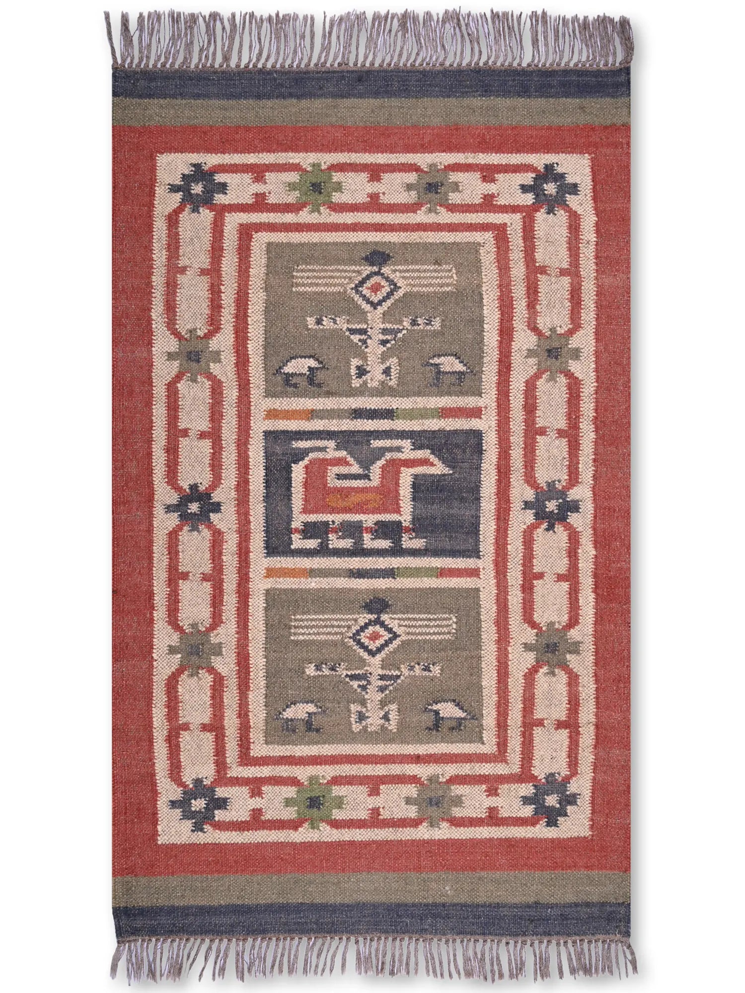 alfombras kililm pasillo 75x120 multicolor necha a mano en fibras naturales
