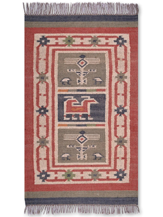 alfombras kililm pasillo 75x120 multicolor necha a mano en fibras naturales
