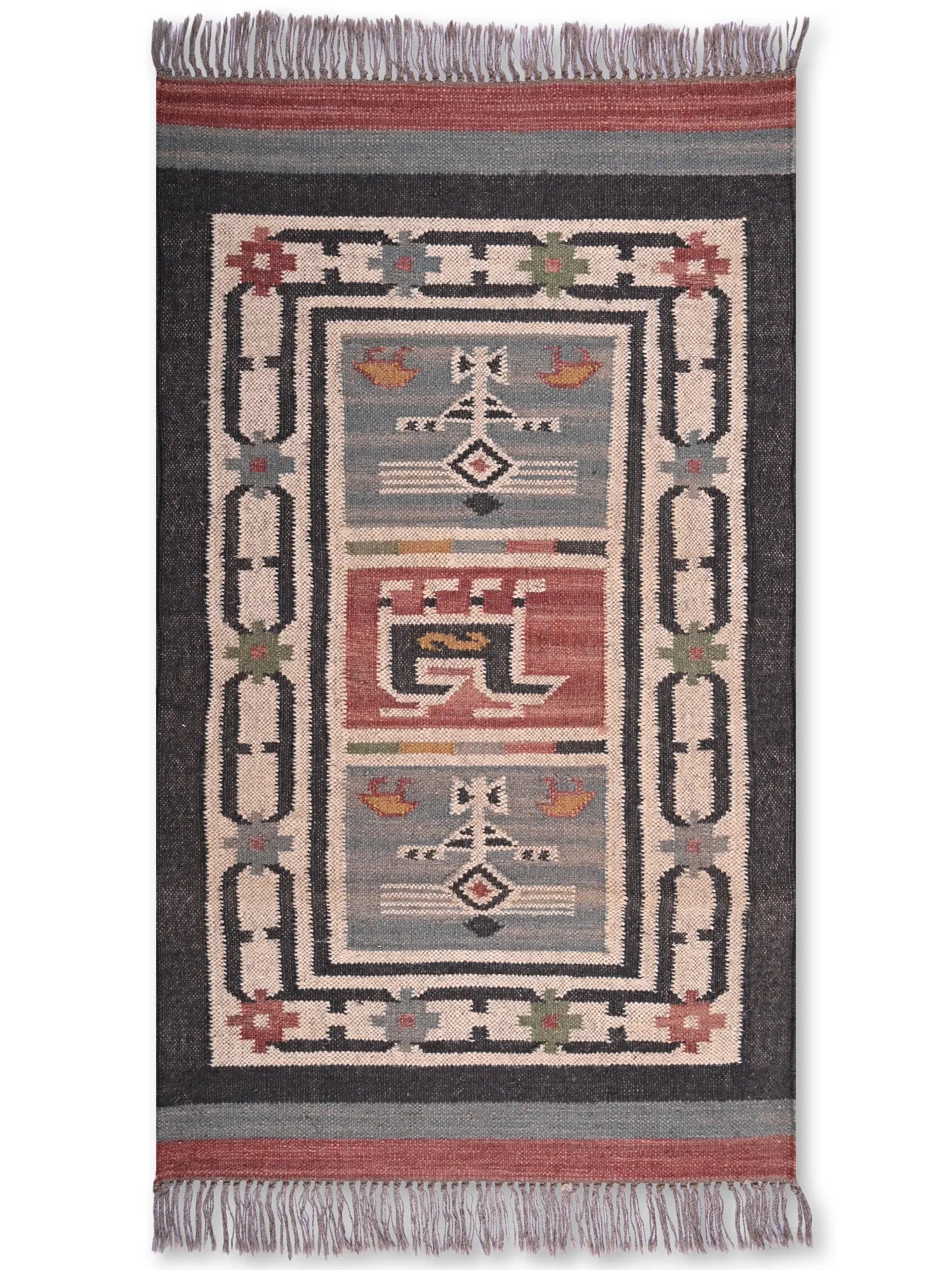 alfombras kililm pasillo 75x120 multicolor necha a mano en fibras naturales
