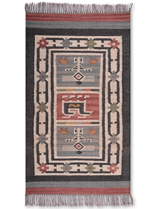 alfombras kililm pasillo 75x120 multicolor necha a mano en fibras naturales

