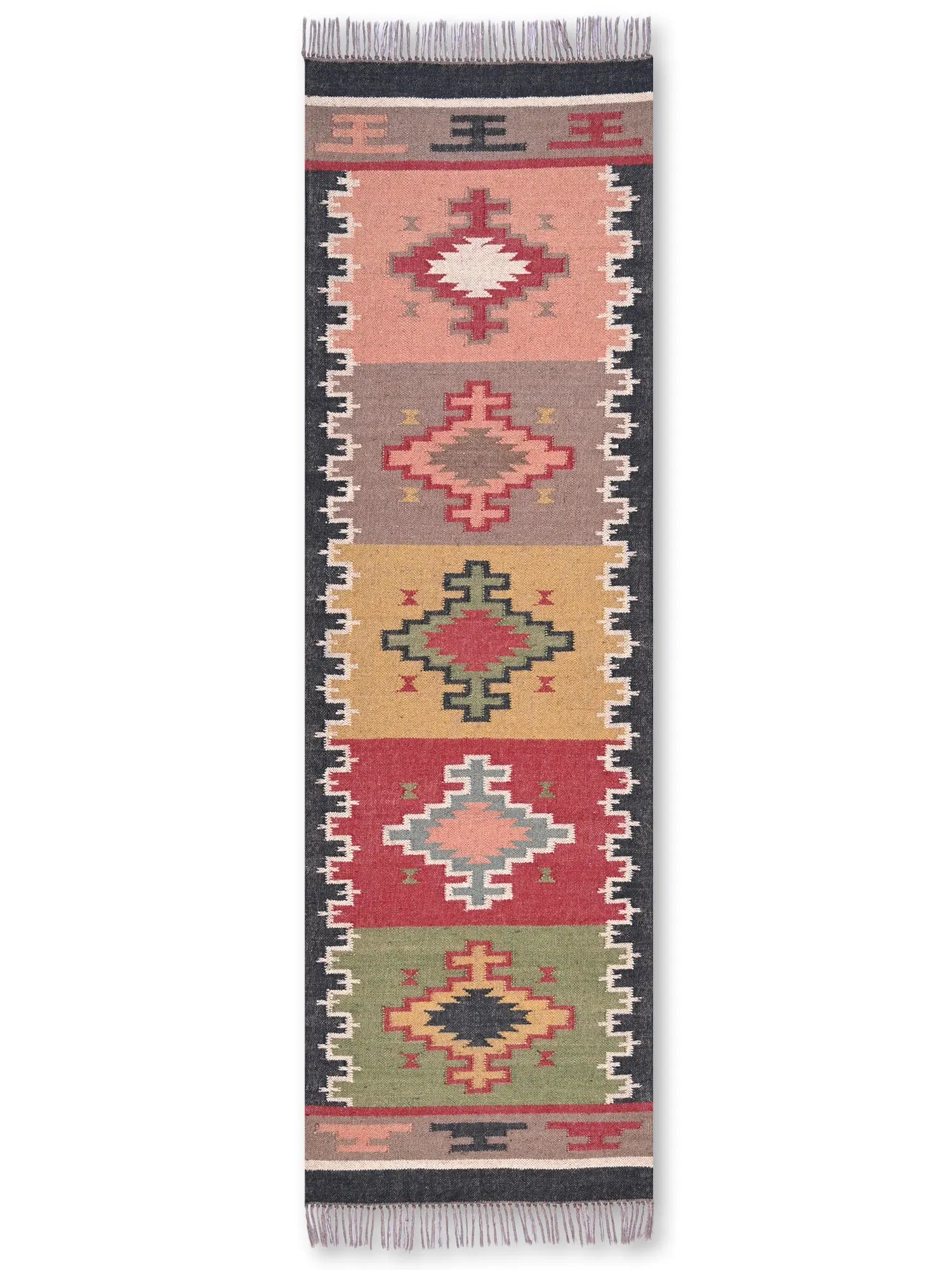 alfombras kililm pasillo 75x240 multicolor necha a mano en fibras naturales