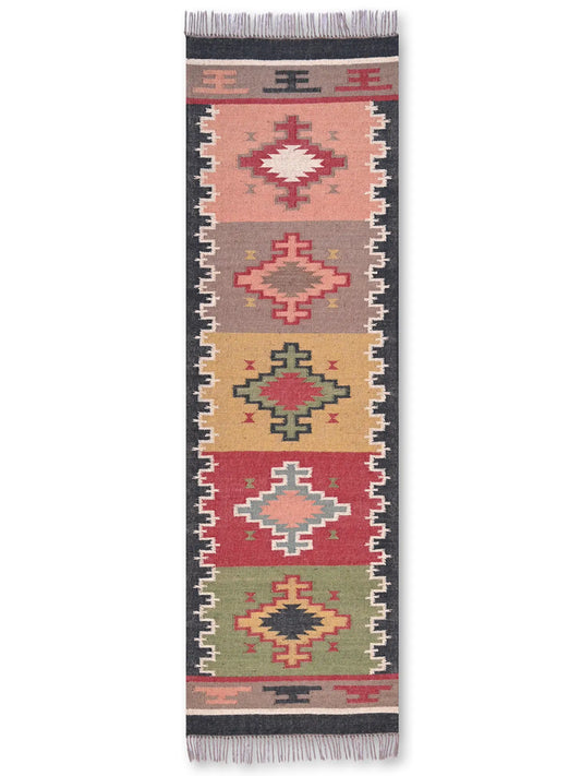alfombras kililm pasillo 75x240 multicolor necha a mano en fibras naturales