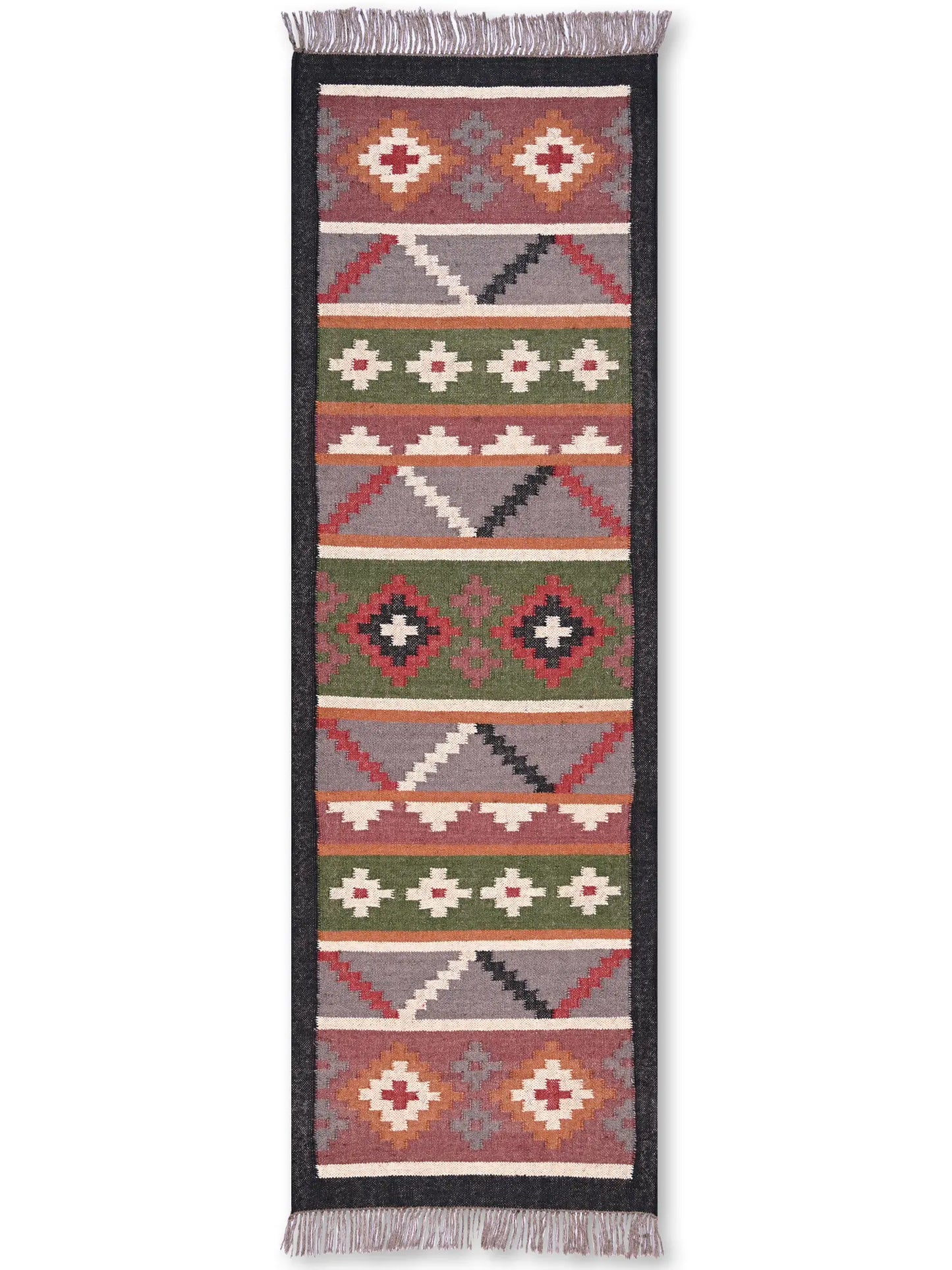 alfombras kililm pasillo 75x240  multicolor necha a mano en fibras naturales