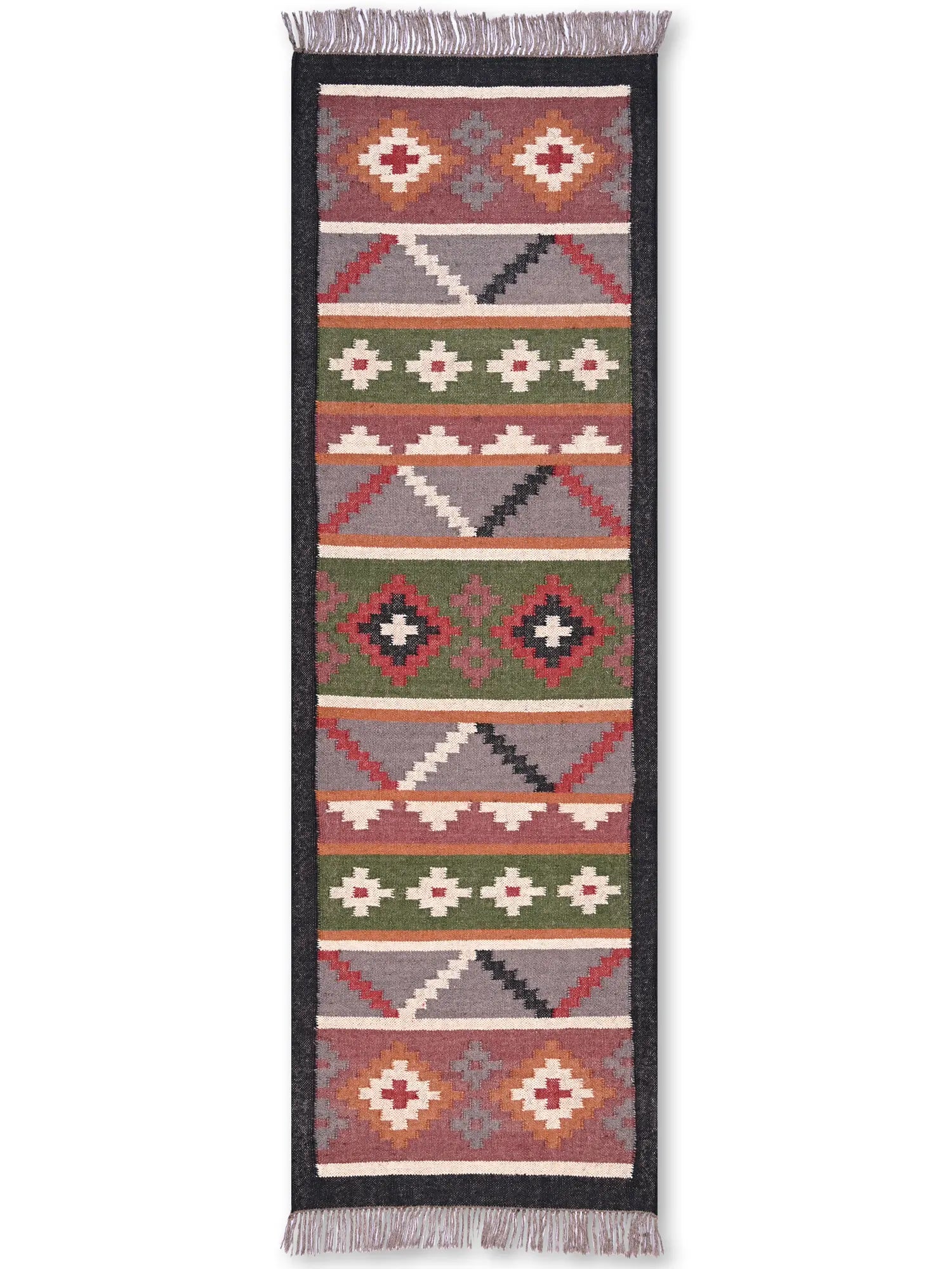alfombras kililm pasillo 75x240  multicolor necha a mano en fibras naturales