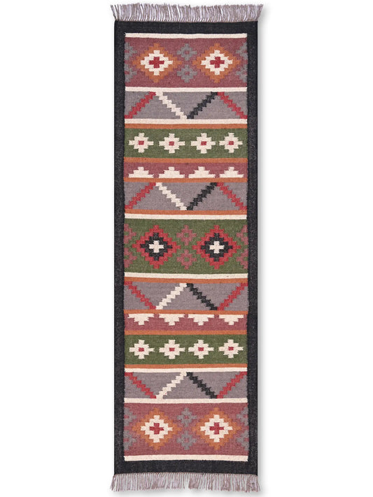 alfombras kililm pasillo 75x240  multicolor necha a mano en fibras naturales