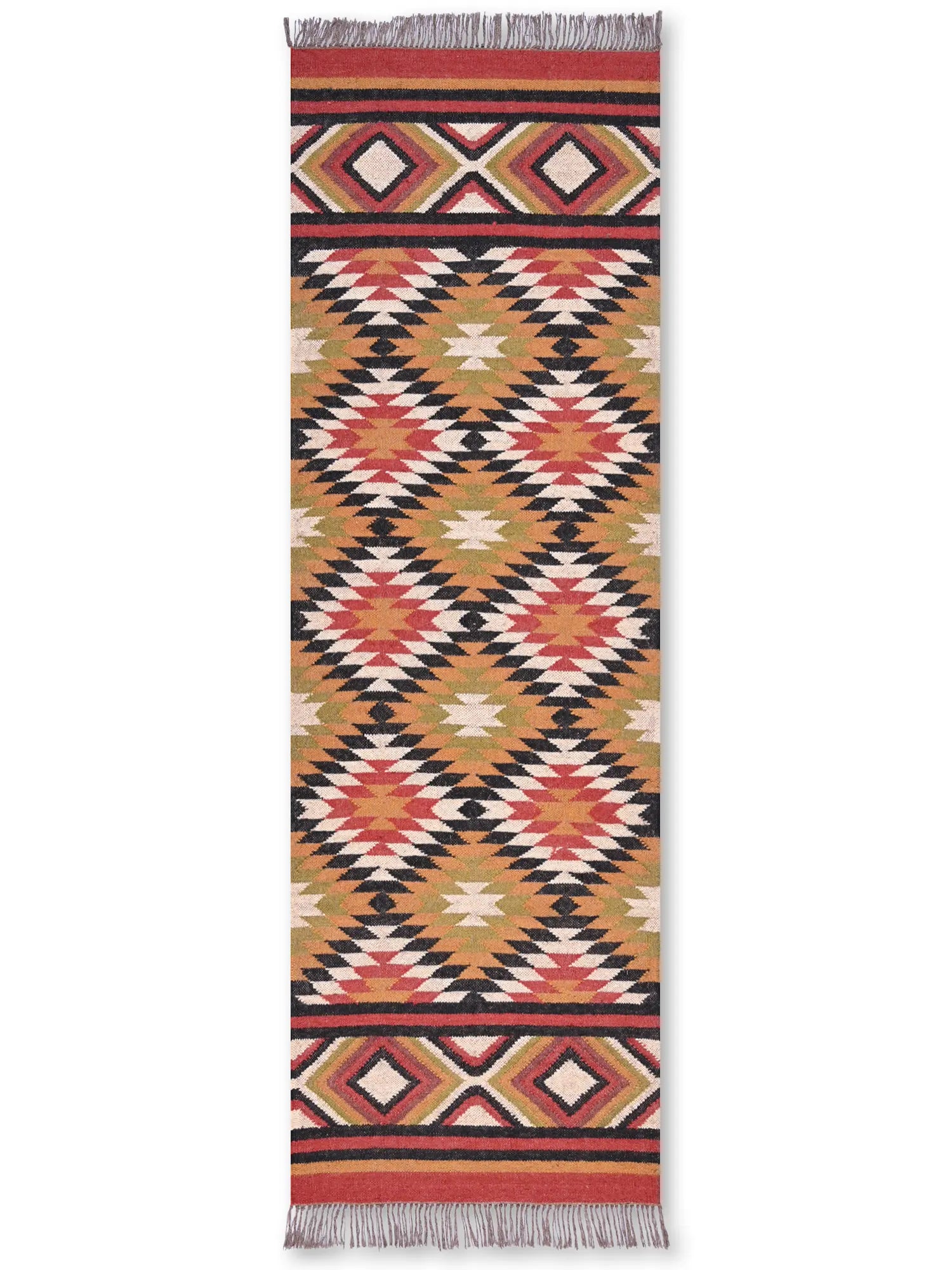 alfombras kililm pasillo 75x240  multicolor necha a mano en fibras naturales
