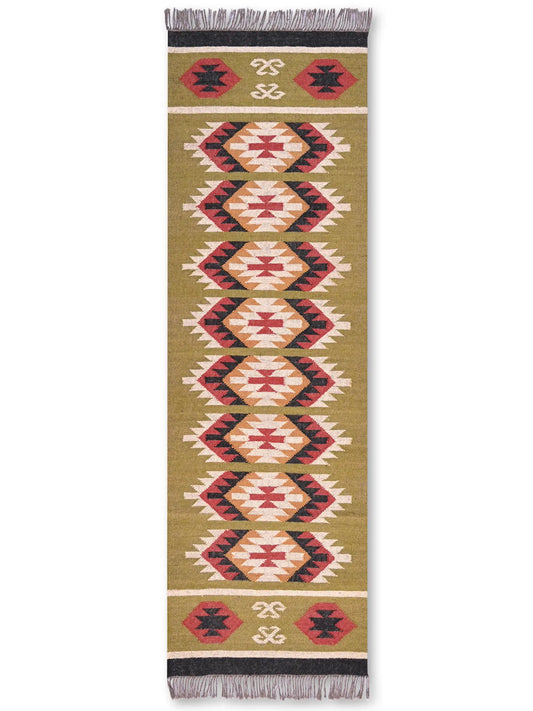 alfombras kililm pasillo 75x240  multicolor necha a mano en fibras naturales