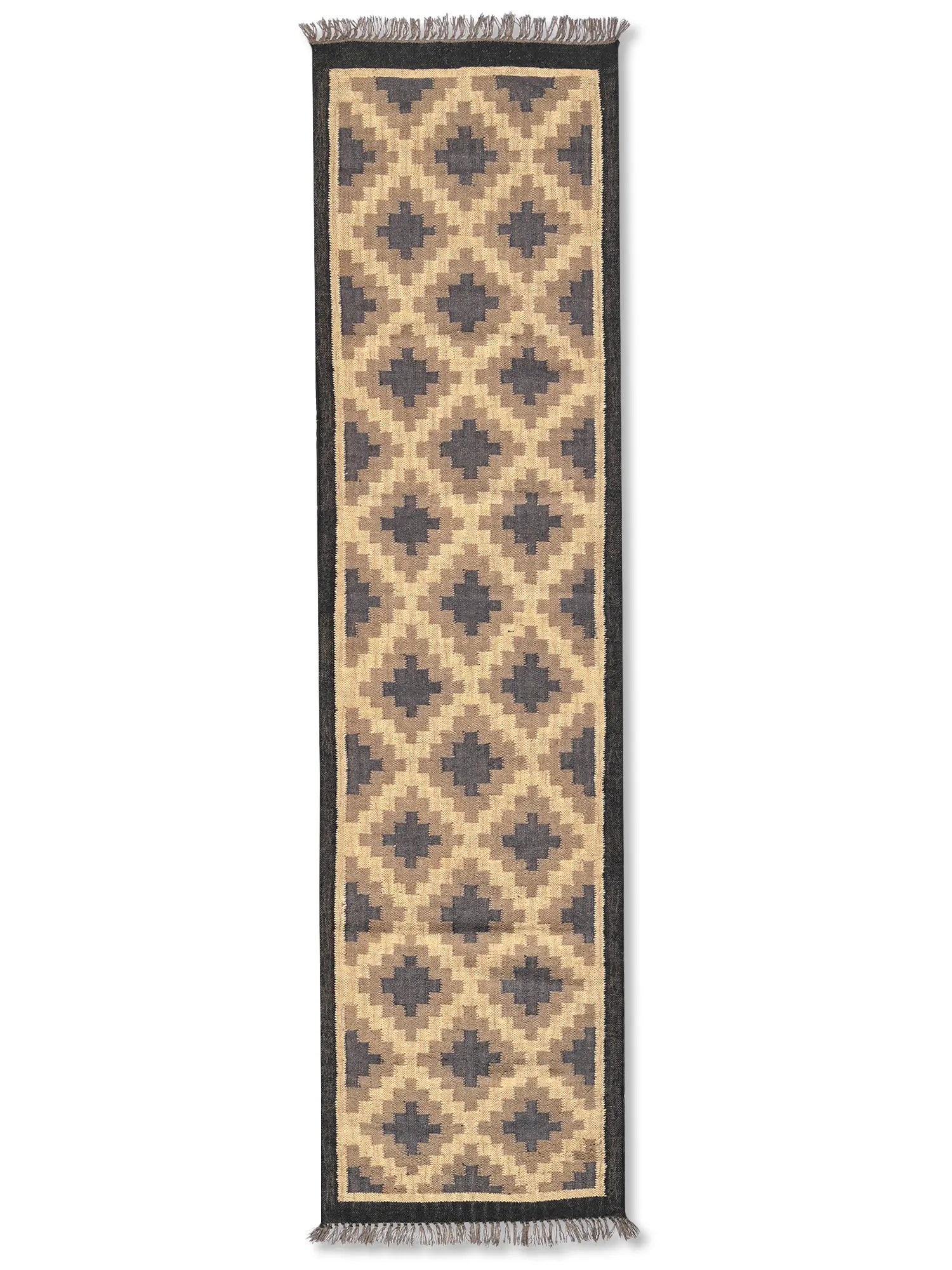 alfombras kililm pasillo 75x280 marron necha a mano en fibras naturales