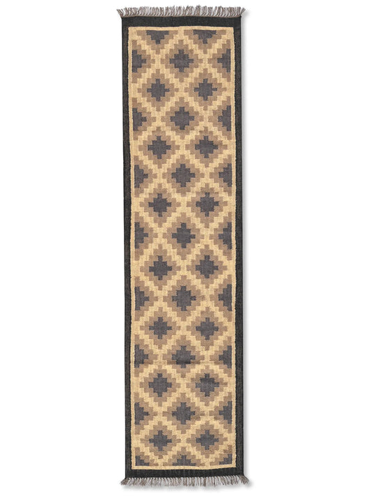 alfombras kililm pasillo 75x280 marron necha a mano en fibras naturales