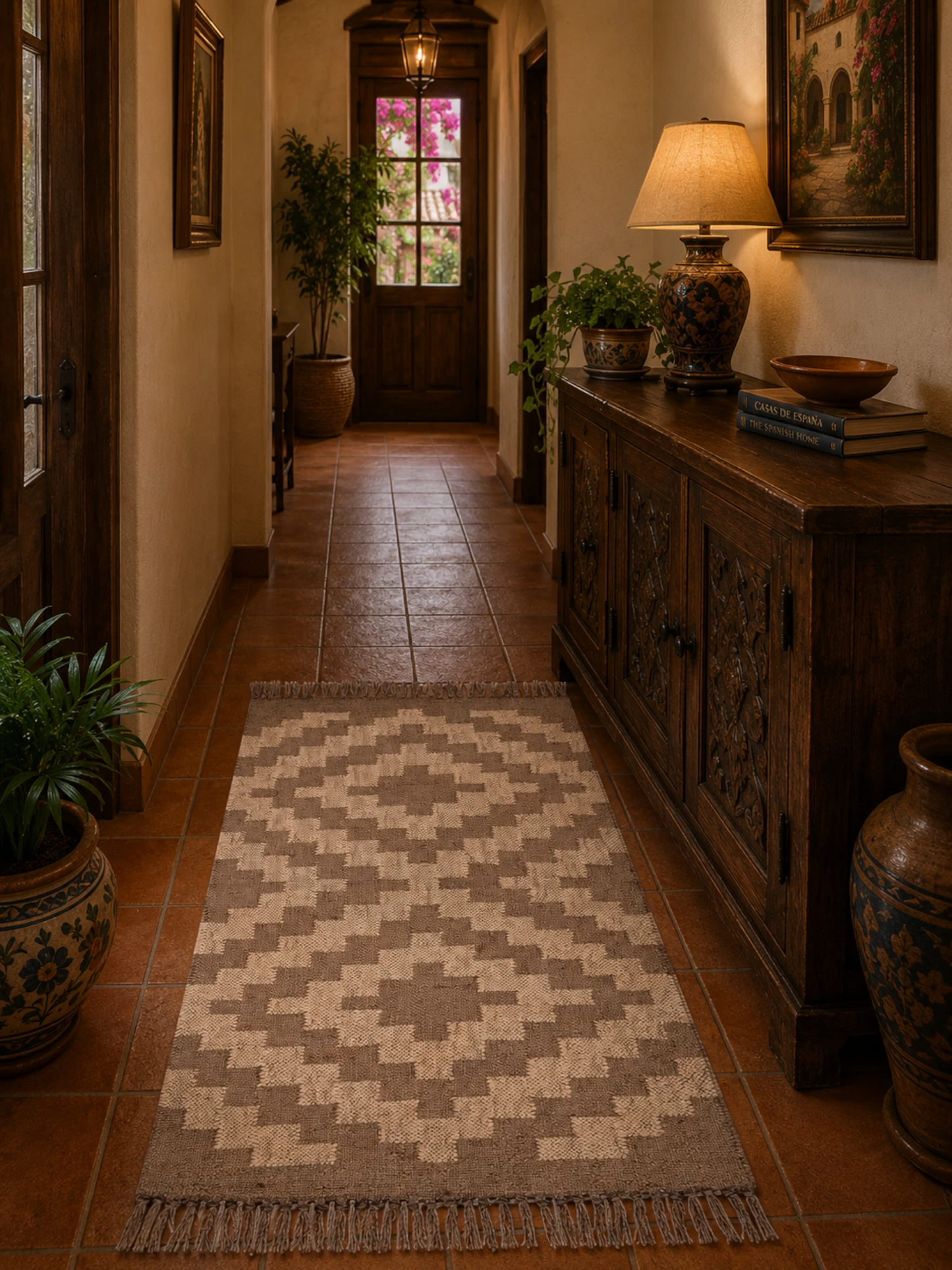 Alfombra Kilim 60x90 cms para (comedor, salón, dormitorio...dinning, living,  room) multicolor de yute y lana.