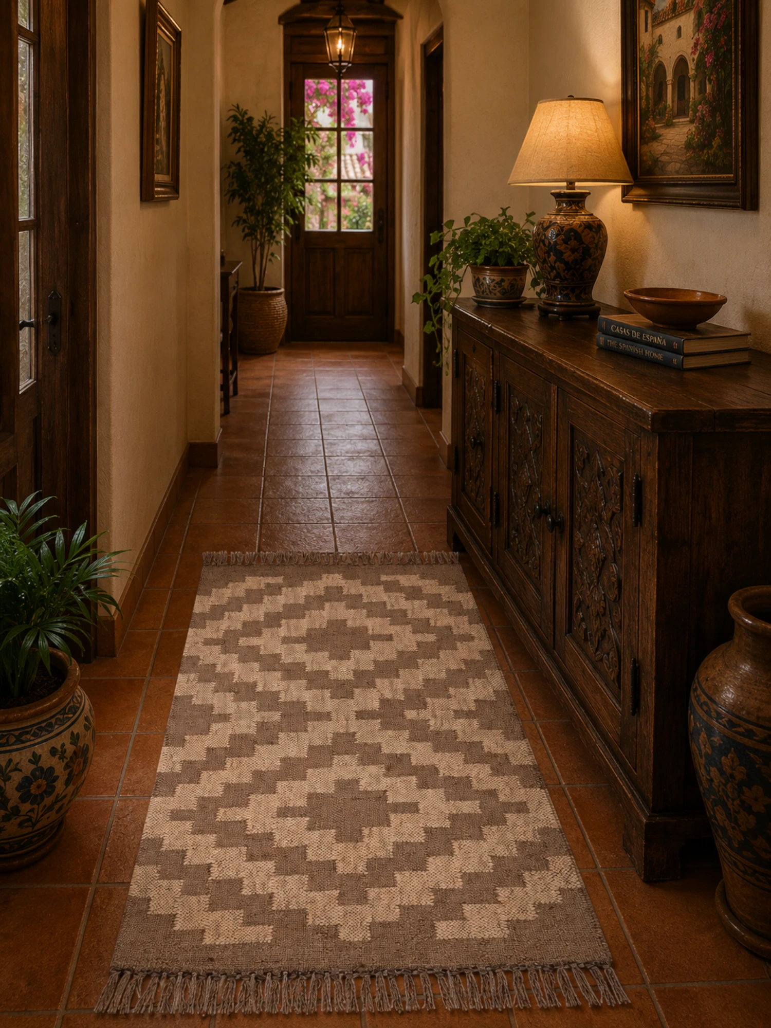 Alfombra Kilim 60x90 cms para (comedor, salón, dormitorio...dinning, living,  room) multicolor de yute y lana.