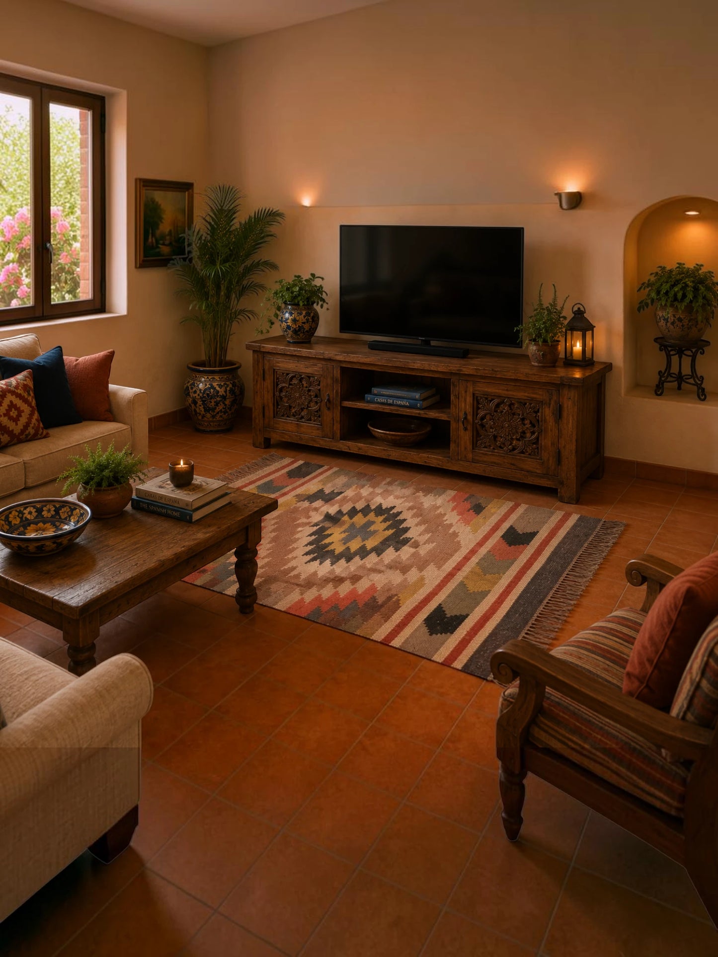 Alfombra Kilim 60x90 cms para (comedor, salón, dormitorio...dinning, living,  room) multicolor de yute y lana.