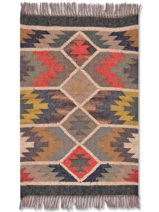 alfombras kililm pasillo 60x90 multicolor necha a mano en fibras naturales
