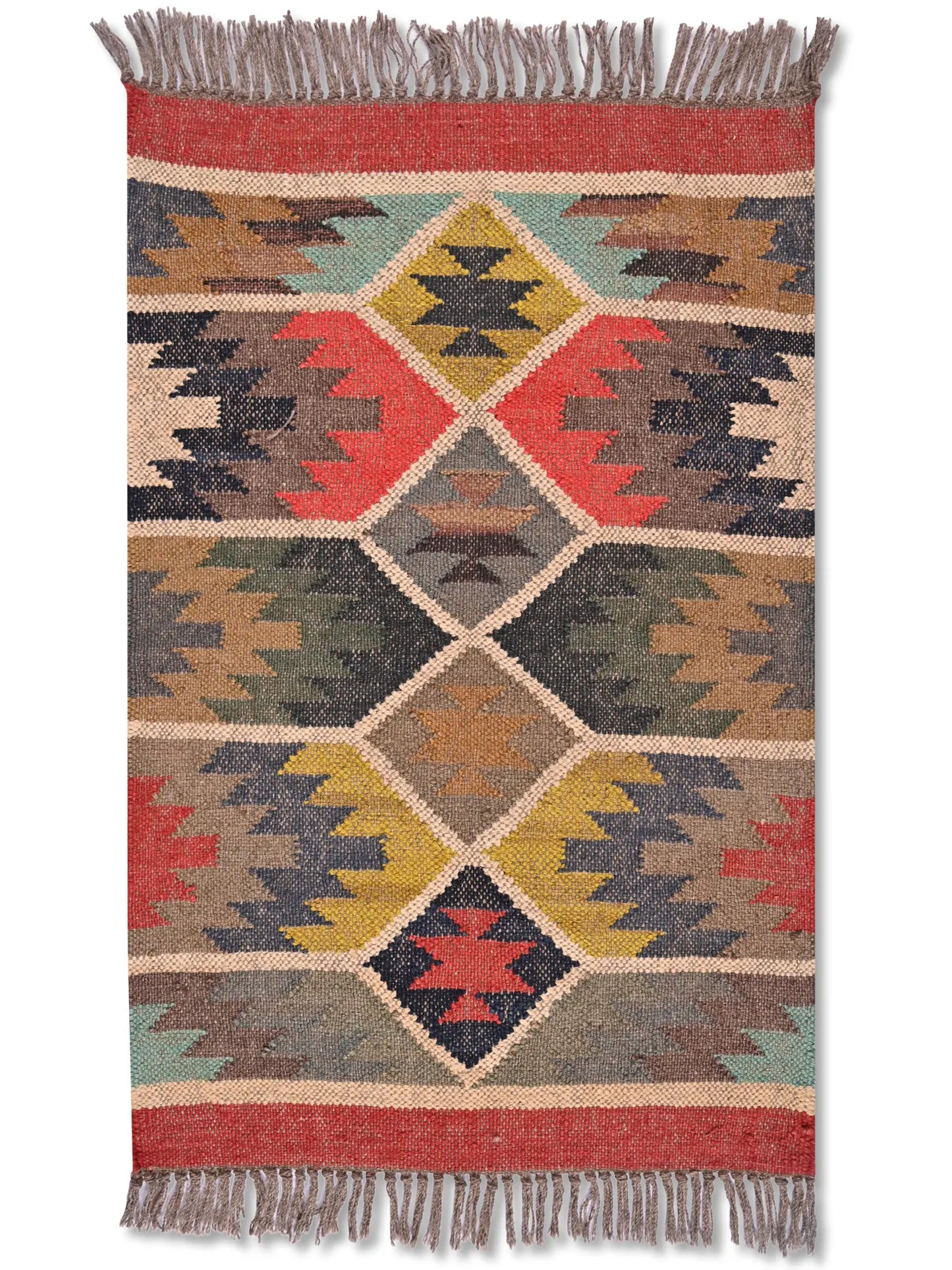 alfombras kililm pasillo 60x90 multicolor necha a mano en fibras naturales
