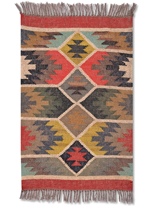 alfombras kililm pasillo 60x90 multicolor necha a mano en fibras naturales
